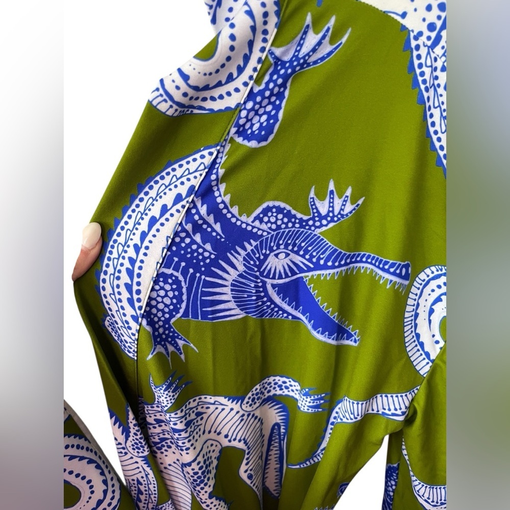 Anthropologie Noli Olive Dragon Patterned Robe, Size S - Picture 4 of 7